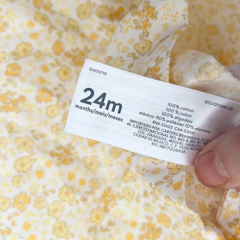 Carter's 24 Months Yellow Floral One-Shoulder Ruffle Cotton Top